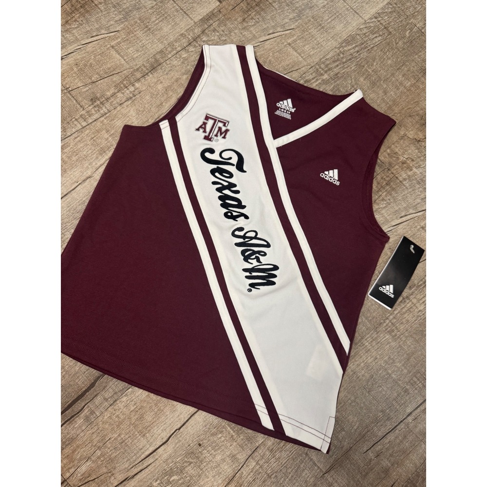 Adidas Texas A&M Aggies Cheerleading Shell Top Maroon White Kids Large 14 NWT